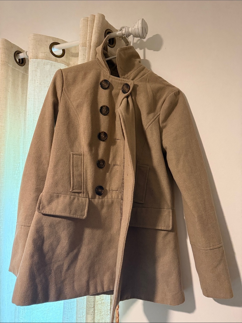 dELiA*s Tan Button-Front Pea Coat